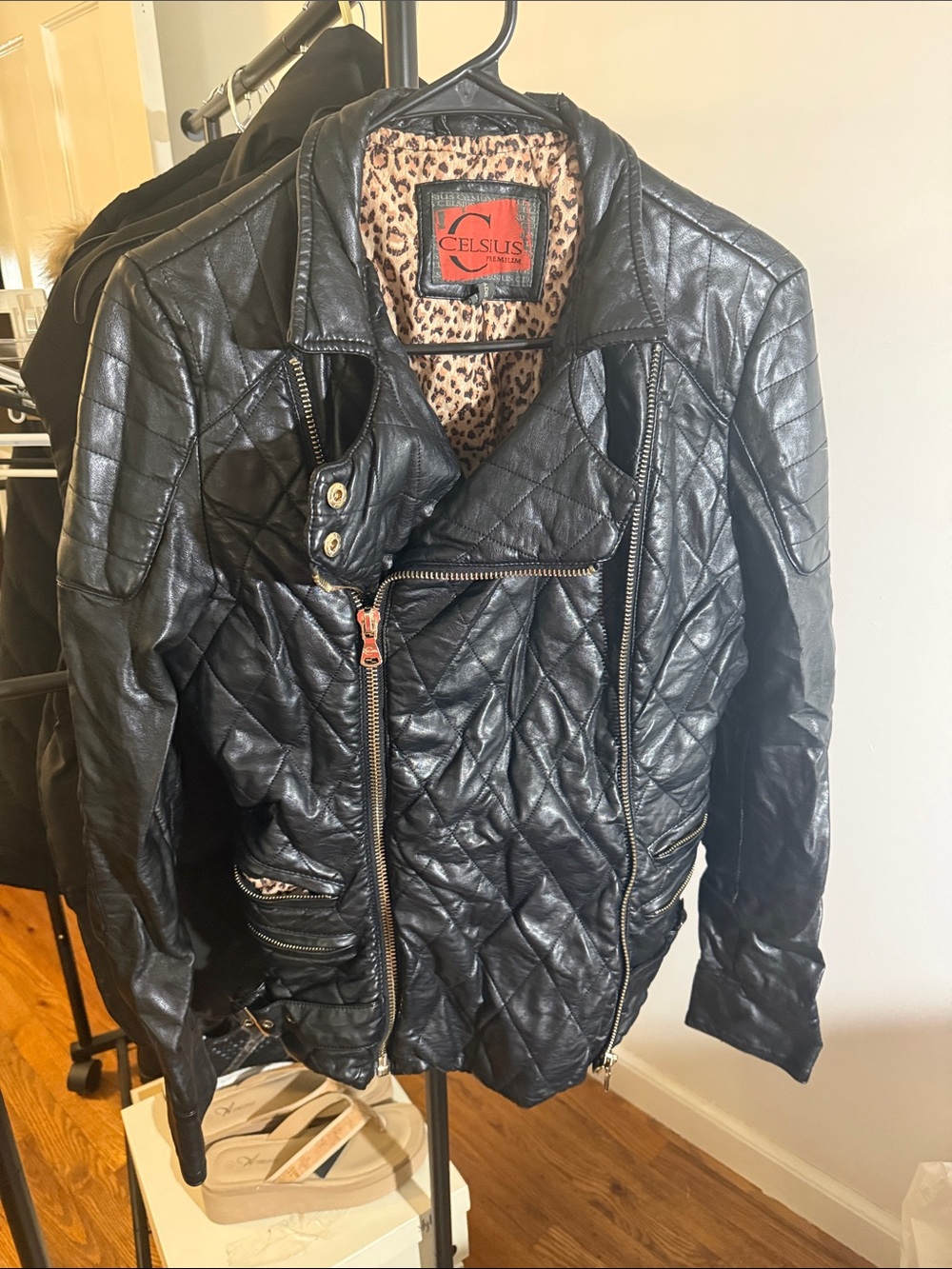 Celsius Quilted Faux Leather Moto Jacket - Black